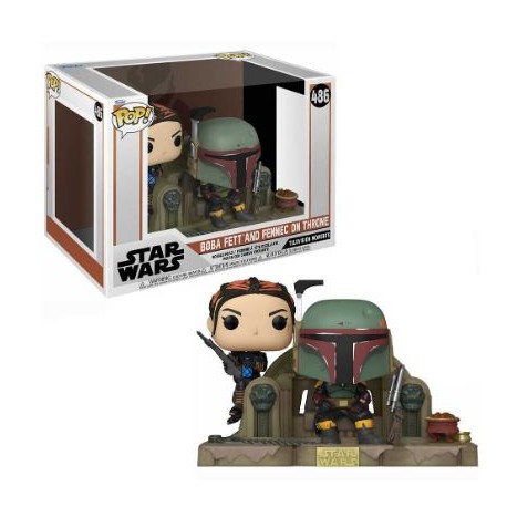 Figurine Pop STAR WARS - THE MANDALORIAN - Boba Fett & Shand on throne